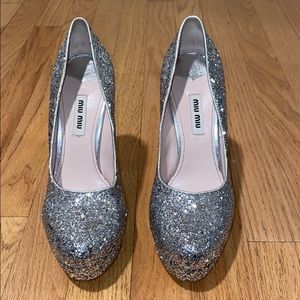 Miu Miu Sparkle Platform Heel Size 38